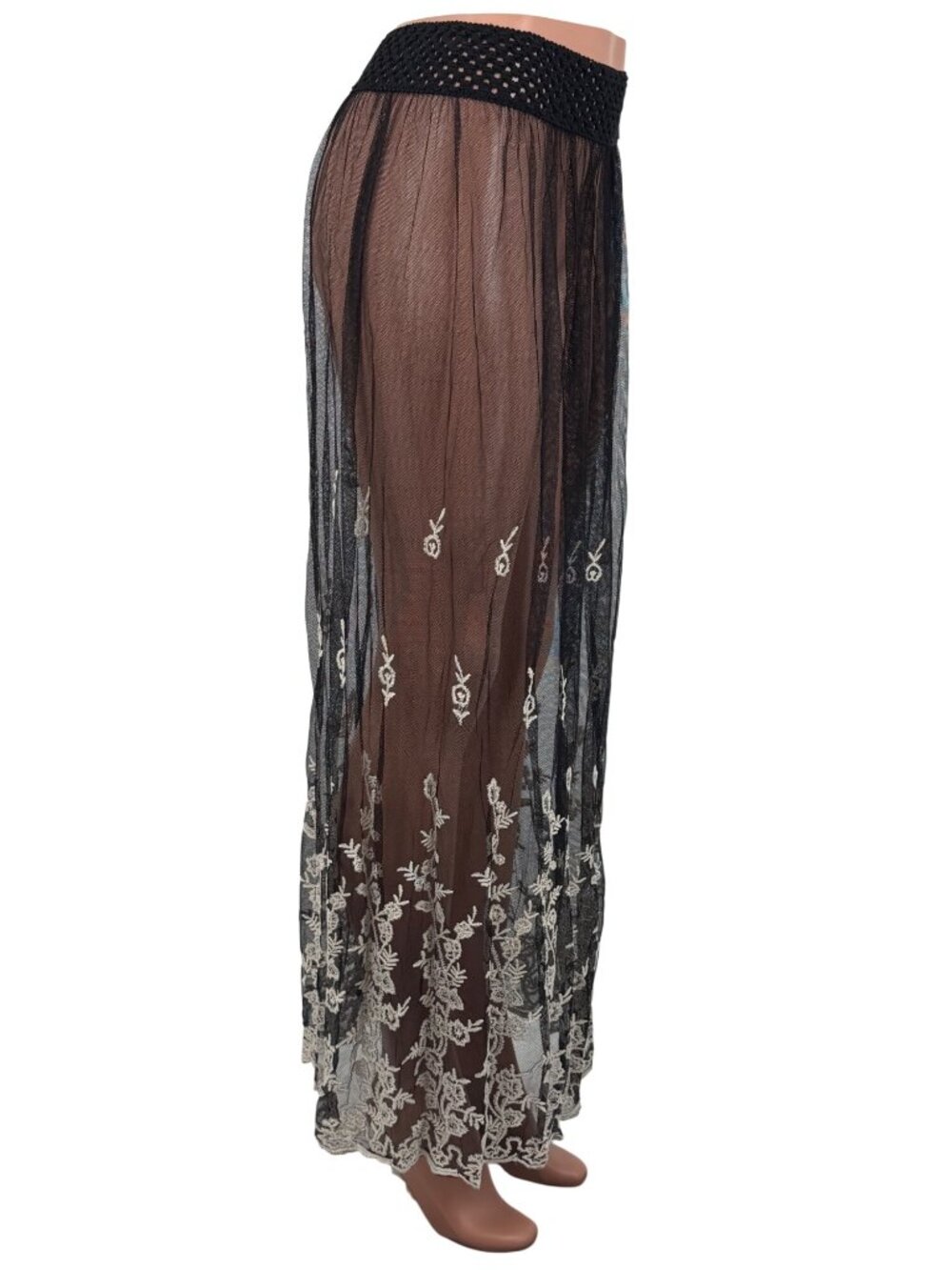 NWT Gypsy Junkies Black Sheer Embroidered Lace Maxi Skirt | Coquette Fairy Boho - Picture 8 of 15